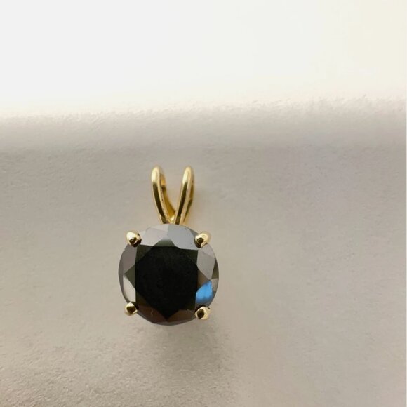 2.75ct Natural Black Diamond Pendant • 14K Yellow Gold (Chain Not Included) - Picture 6 of 15